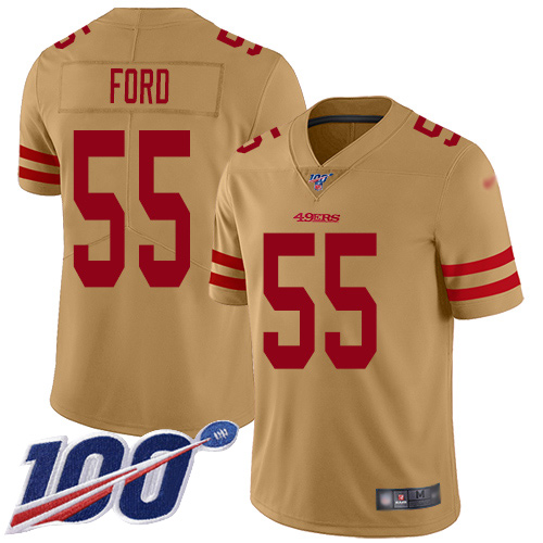 San Francisco 49ers Limited Gold Men Dee Ford NFL Jersey #55 100th Season Vapor Untouchable Inverted Legend